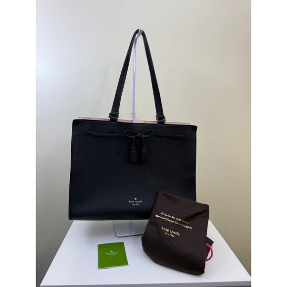 Kate Spade Hayes Large Satchel | Structured Leather Handbag | Classic Work Tote - Picture 9 of 11